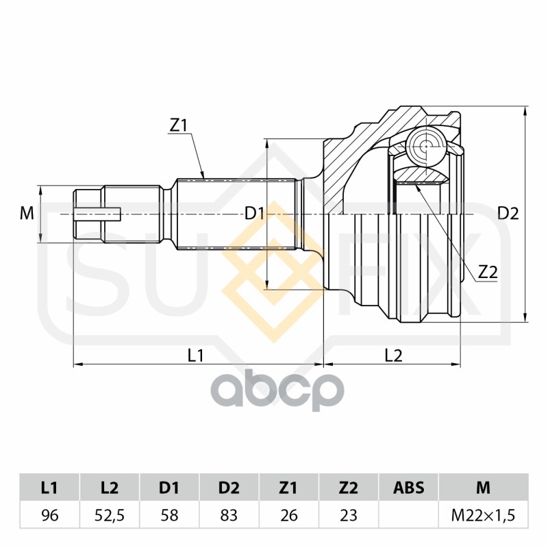 Шрус Наружный | Перед Прав/Лев | SUFIX арт. ST1104