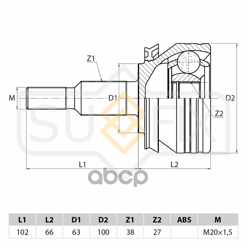 Шрус Наружный Vw Transporter 5 1.9Td-2.0D 03 St-1116 SUFIX арт. ST-1116