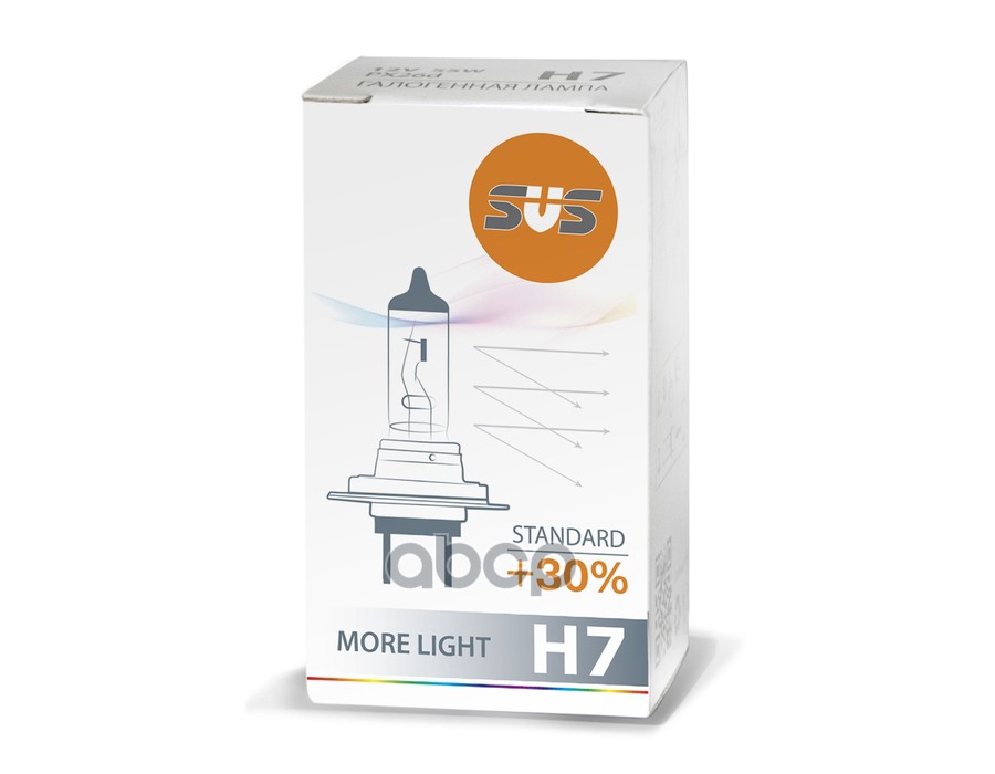 Лампа галогеновая головного света H7 PX26d 3200K Standard +30% 12V 55W Картон 1 шт SVS арт. 0200006000