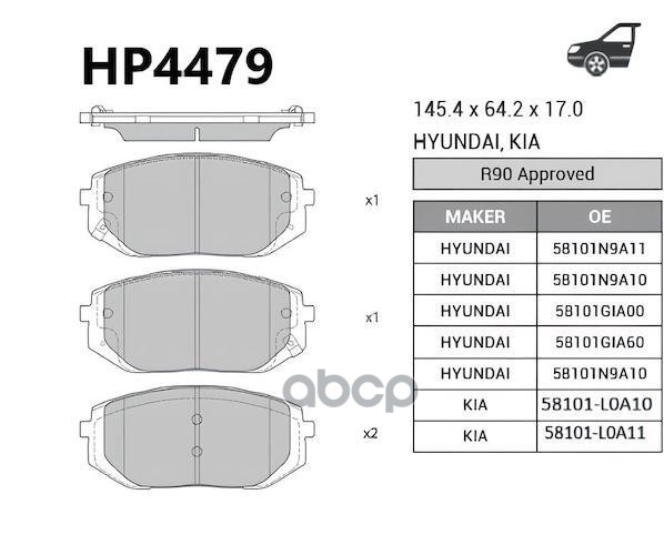 Колодки перед 58101-N9A00 Sangsin brake арт. HP4479