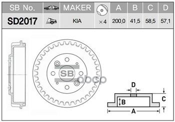 Барабан тормозной KIA SPECTRA 1.6 (ИЖ) 01- SD2017 Sangsin brake арт. SD2017