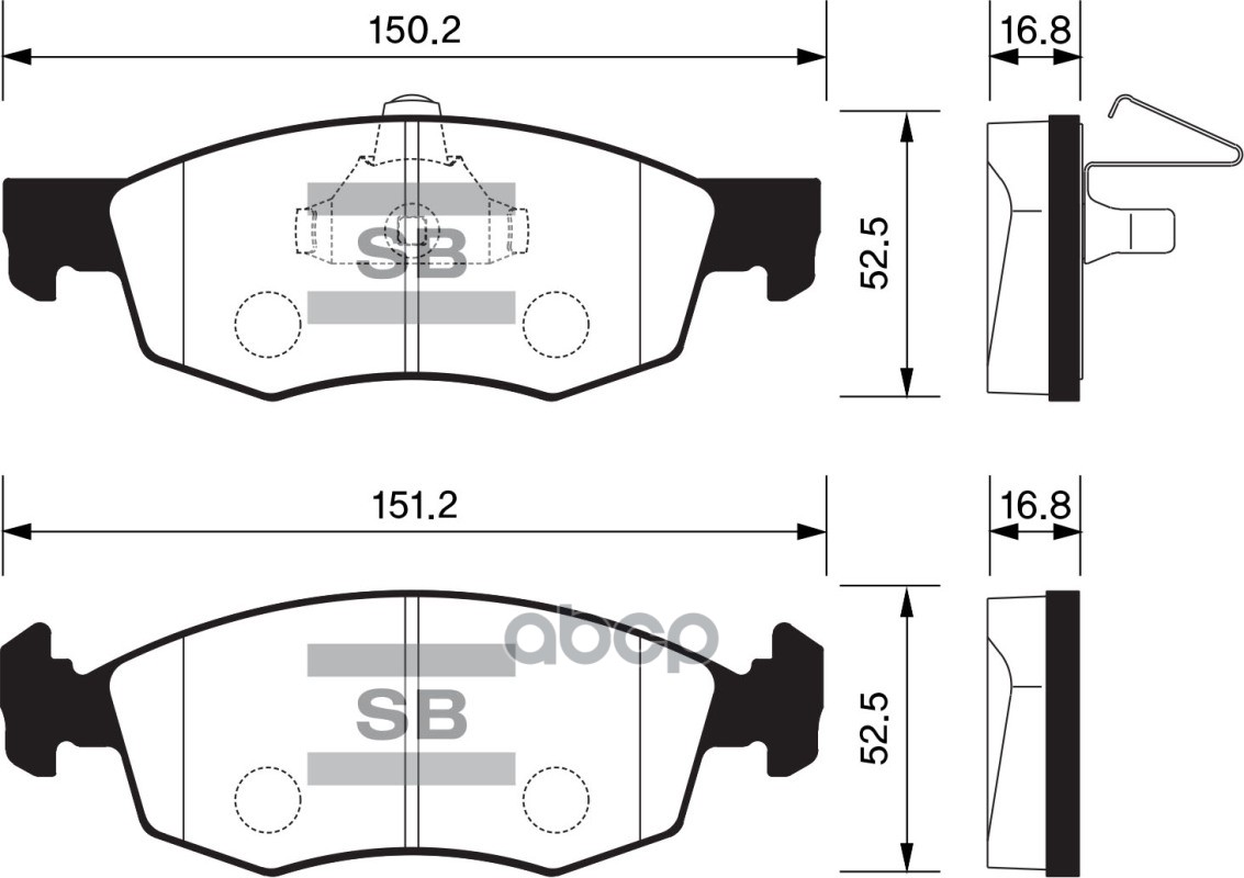 Колодки тормозные дисковые Fiat Doblo 1.2/1.9D/JTD 01 SP1198 Sangsin brake арт. SP1198