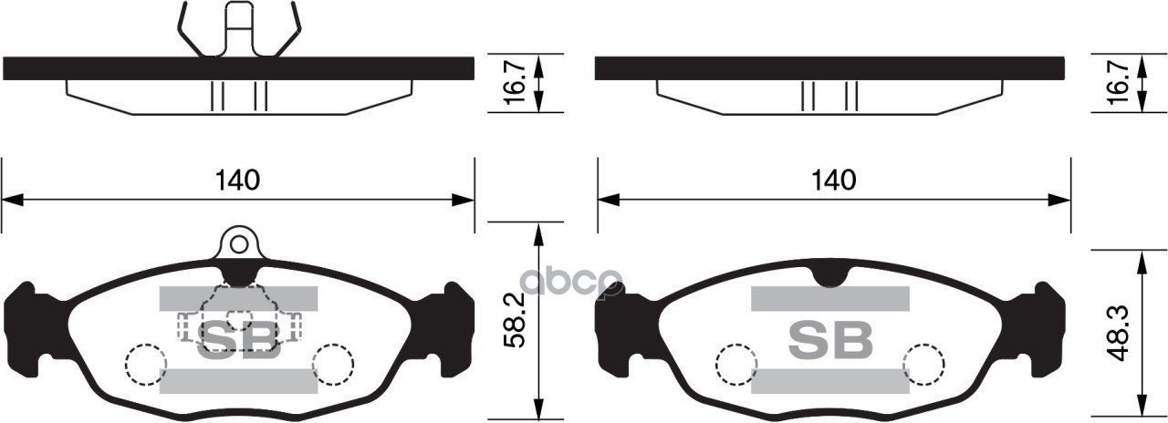 Колодки тормозные дисковые Opel Vectra A/Astra F 1.4i-1.8i/1.7D/TD 91-98 SP1220 Sangsin brake арт. SP1220