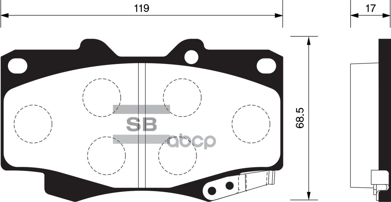 Колодки тормозные дисковые передние Серия:HI-Q TOYOTA HILUX VII Пикап (N1, N2, N3), TOYOTA FORTUNER Sangsin brake арт. SP1375