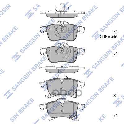 Колодки тормозные OPEL ASTRA G/H/ZAFIRA A передние SP1703 Sangsin brake арт. SP1703