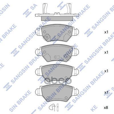 Колодки торм.дисковые Hi-Q OPEL ZAFIRA A (F75) 99-05 R (D1461) Sangsin brake арт. sp1759