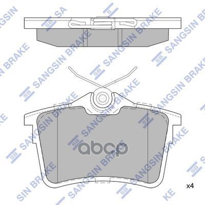 Колодки тормозные CITROEN BERLINGO 08-/PEUGEOT 308 07-/PARTNER 08- задние SP1824 Sangsin brake арт. SP1824