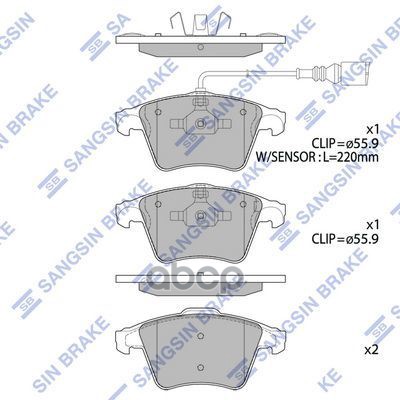 Колодки тормозные дисковые VW T5/Multivan 2.0i/3.2i/1.9TDi/2.5TDi 03 SP1979 Sangsin brake арт. SP1979