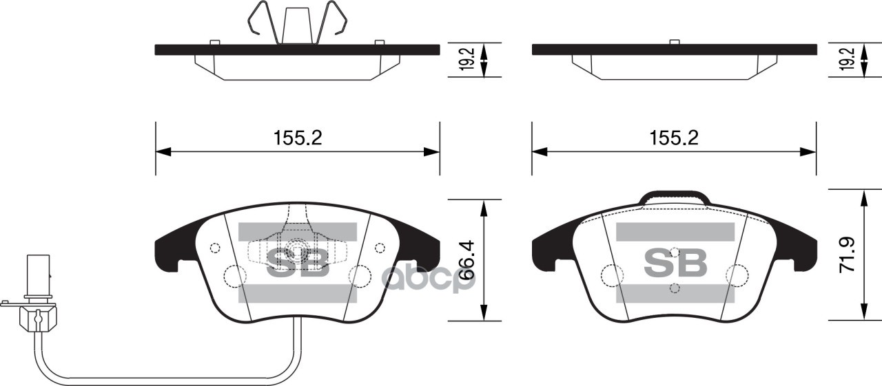 Колодки тормозные AUDI A4/A4 ALLROAD/A5 1.8-3.2 07- передние с датч. SP2144 Sangsin brake арт. SP2144