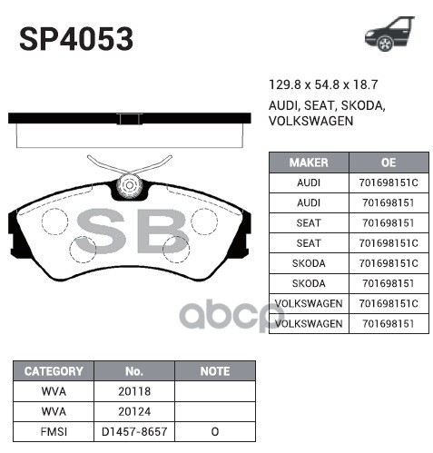 Колодки тормозные дисковые перед Sangsin brake арт. SP4053