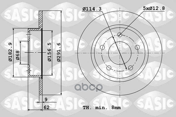 Диски тормозные комплект 2шт NISSAN JUKE 10-/QASHQAI 07- 6106065 Sasic арт. 6106065