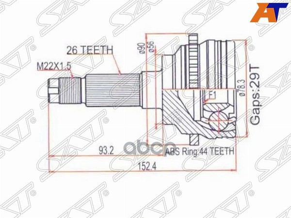 Шрус (Спереди/ Наруж) Mazda 323 98-03 / Familia 98-08 Sat арт. MA-45A44