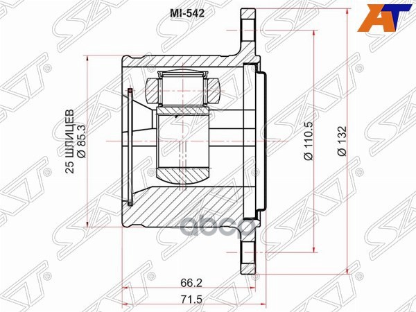 Шрус (Спереди/ Справа/ Внутр) Mitsubishi Delica 89-07 / Pajero 81-00 Sat арт. MI-542