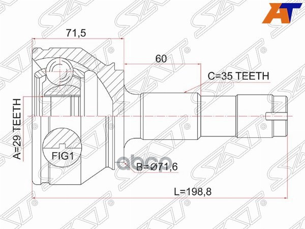 Шрус (Спереди/ Наруж) Peugeot Boxer 06- / Citroen Jumper 06- / Fiat Ducato 06- Sat арт. PG-03