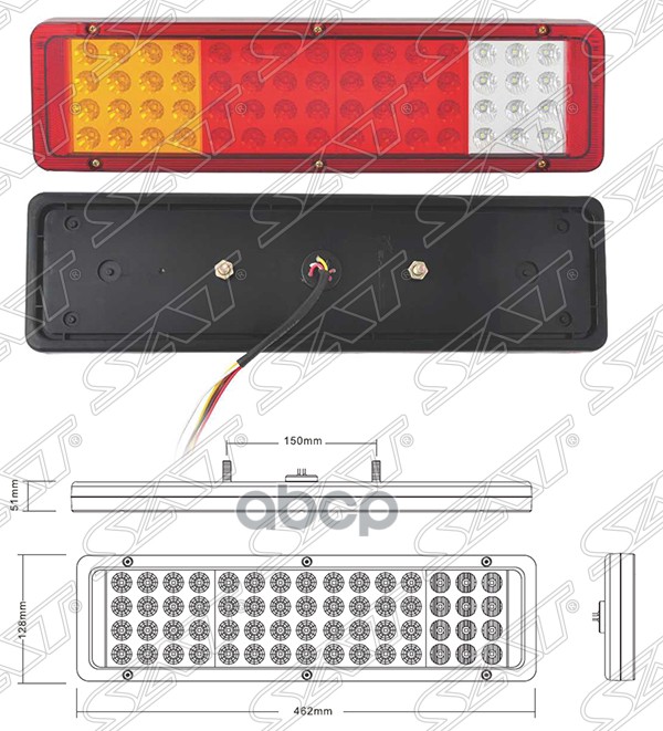Фонарь Задний Universal 24V (462X128x51mm) Диодный, Комплект Lh=Rh Sat арт. SD-2012-24V