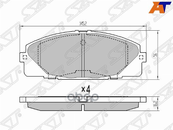 Колодки тормозные (Спереди) Toyota Hiace 82-20 / Grand Hiace 99-02 Sat арт. ST-04465-26260