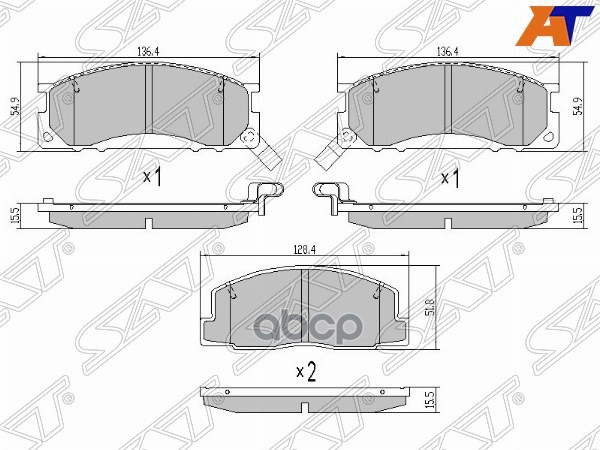 Колодки тормозные (Спереди) Toyota Lite Ace 92-96 / Lite Ace Truck 86-99 Sat арт. ST-04465-28050