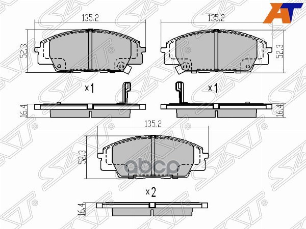 Колодки тормозные (Спереди) Honda Accord 97-03 / Integra 01-06 Sat арт. ST-06450-S0A-J10