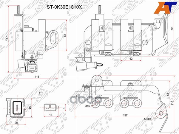 Катушка зажигания KIA RIO 00-05 (модуль) Sat арт. ST-0K30E1810X