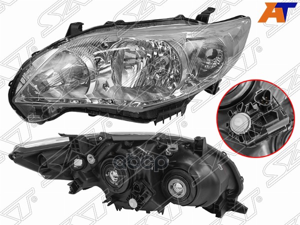 Фара Toyota Corolla (E150) 10-13 (Слева/ Галоген/ С электрокорректором) Sat арт. ST-112-1130L-LDEMN
