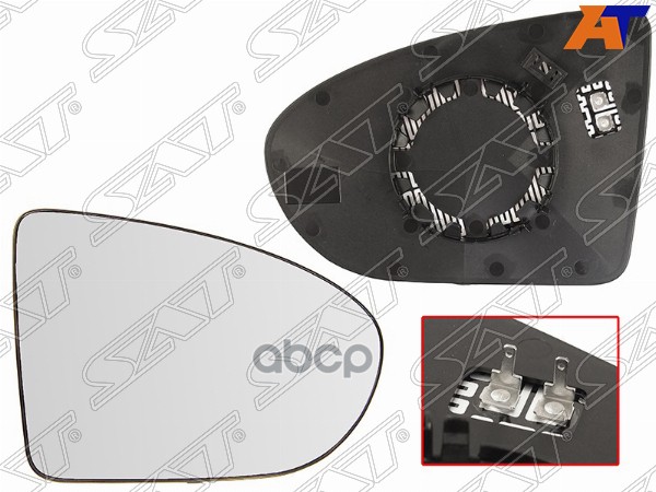 Полотно зеркала Nissan Qashqai 06-13 / Qashqai+2 08-14 (Справа/ Обогрев/ сферическое) Sat арт. ST-121-0016