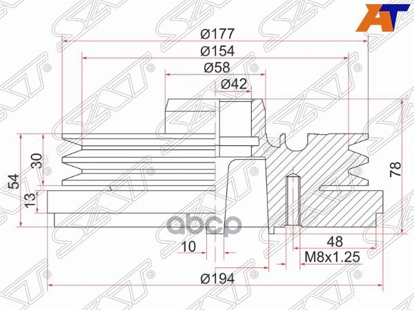 Шкив коленвала TOYOTA LAND CRUISER 1HDFT/1HZ 95- Sat арт. ST-13408-17020