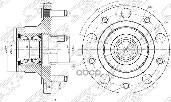 Ступичный узел Ford Transit 06-14 (Справа=Слева/ Сзади/ R15) Sat арт. ST-1377911