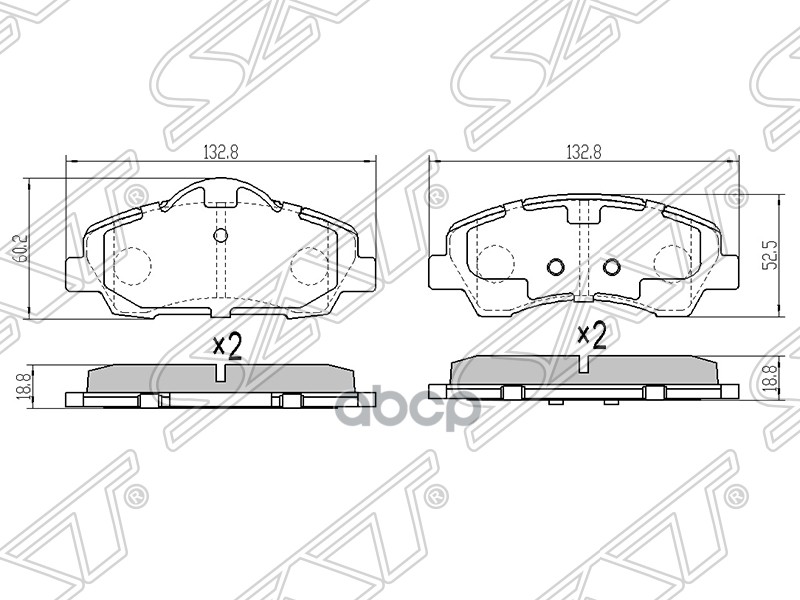 Колодки тормозные (Спереди) Peugeot 308 13-17 / Citroen C-Elysee 12-16 Sat арт. ST-1608691380