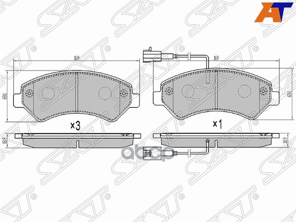 Колодки тормозные (Спереди) Peugeot Boxer 06- / Citroen Jumper 06- / Fiat Ducato 06- Sat арт. ST-1612433680CR