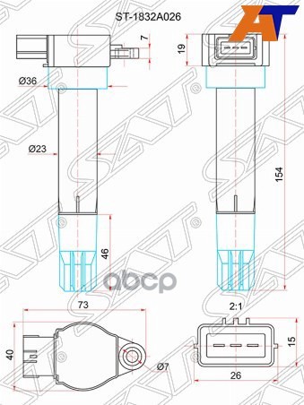 Катушка зажигания Mitsubishi Pajero 06-20 / Montero 06- 6G75 Sat арт. ST-1832A026