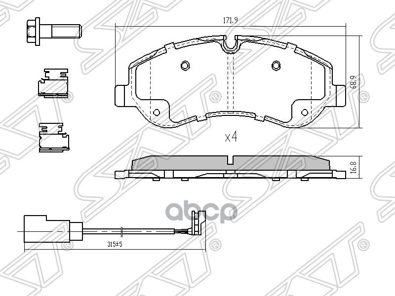 Колодки тормозные (Спереди) Ford Transit 14-20 Sat арт. ST-1842632