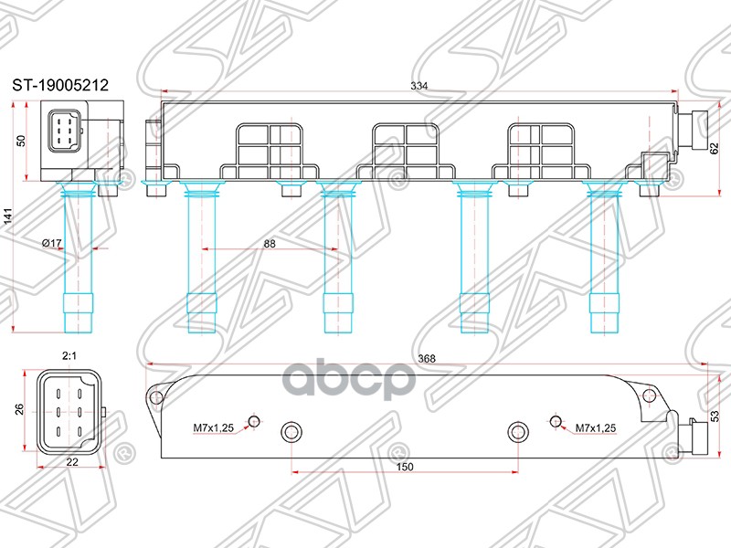 Катушка зажигания Opel Astra 91-09 / Corsa 93-06 C16SEL;X14XE;X16SZR;X16XEL;Y16XE;Z14XE;Z16XE;Z16XEP Sat арт. ST-19005212
