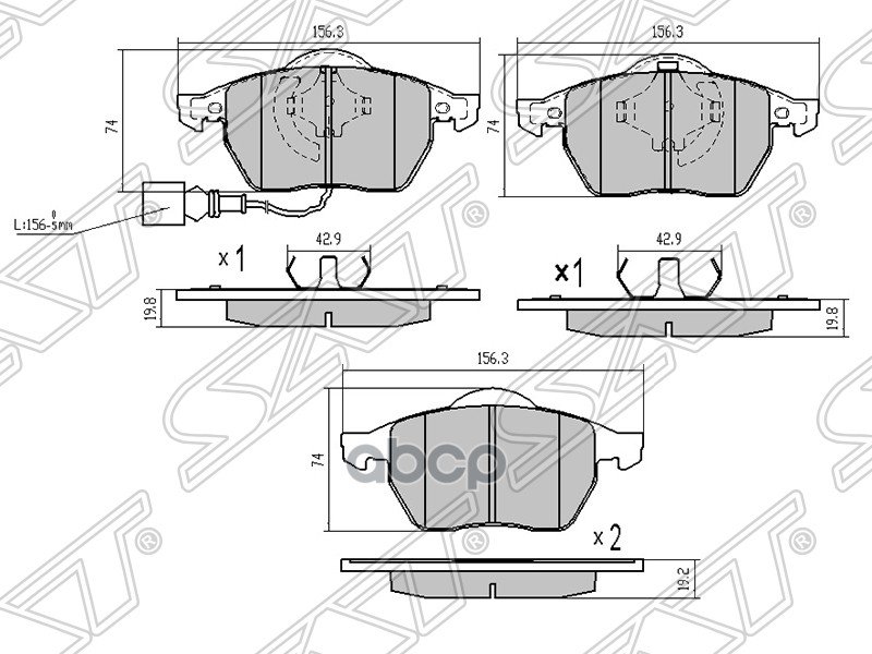 Колодки тормозные (Спереди) Audi A3 96-03 / A6 97-08 / Skoda Octavia 96-10 / Volkswagen Golf 91-17 / Sat арт. ST-1J0698151M