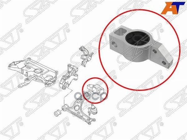 Сайлентблок рычага Audi A3 03-13 / Volkswagen Golf 03-09 (Сзади/ Справа) Sat арт. ST-1K0199232J