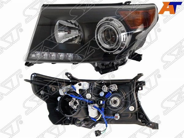Фара Toyota Land Cruiser (J200) 07-15 (Слева/ ДХО/ С электрокорректором/ черная Brownstone) Sat арт. ST-212-11U5BL