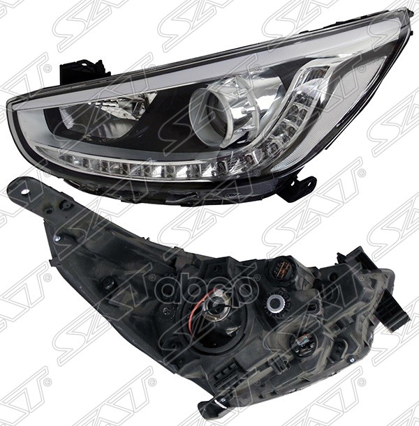 Фара Hyundai Solaris 10-14 (Слева/ Галоген/ ДХО/ под электрокорректор) Sat арт. ST-221-11S2L