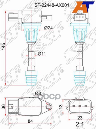 Катушка зажигания Nissan AD 06- / March 02-10 CG10DE;CG12DE;CGA3DE;CR10DE;CR12DE;CR14DE Sat арт. ST-22448-AX001