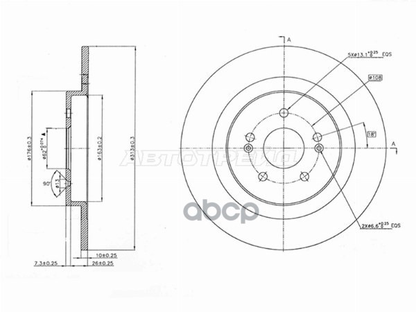 Диск тормозной (Сзади) Chery Tiggo 4 17-23 / Tiggo 8 19-22 Sat арт. ST-25-0047