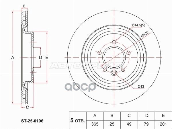 Диск тормозной (Сзади) Land Rover Range Rover 12-22 / Range Rover Sport 13-22 Sat арт. ST-25-0196