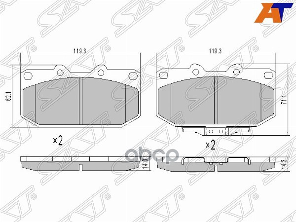 Колодки тормозные (Спереди) Subaru Forester 00-02 / Impreza 00-07 Sat арт. ST-26296-FE090