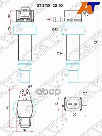 Катушка зажигания Hyundai ix35 09-15 / Tucson 09-21 G4FC;G4FD;G4FG Sat арт. ST-27301-2B100