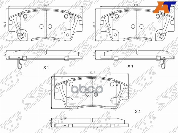 Колодки тормозные (Спереди) Hyundai ix35 09-13 / Tucson 15-21 Sat арт. ST-28-0018