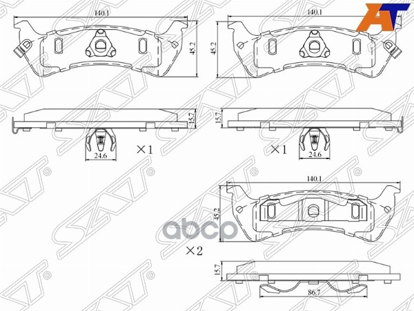 Колодки тормозные (Сзади) Jeep Grand Cherokee 92-98 Sat арт. ST-28-0083