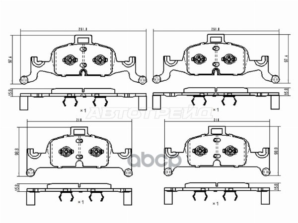 Колодки тормозные (Спереди) Audi A4 15- / A6 18-22 / Q5 16-20 / S4 16-19 Sat арт. ST-28-0240