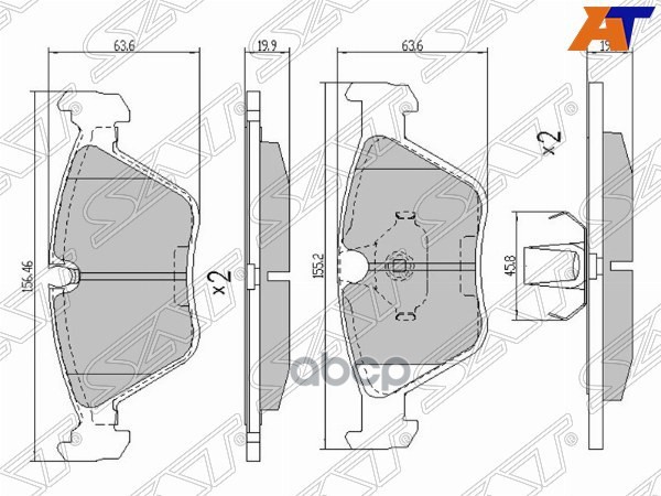 Колодки тормозные (Спереди) BMW 3-Series 90-01 / 5-Series 88-04 Sat арт. ST-34116779652