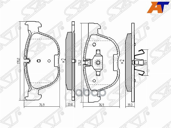 Колодки тормозные (Спереди) BMW X5 06-18 / X6 08-20 Sat арт. ST-34116852253