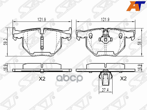 Колодки тормозные (Сзади) BMW 5-Series 03-10 / 6-Series 03-10 Sat арт. ST-34216763044