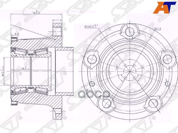 Ступичный узел задн. PEUGEOT BOXER III/CITROEN JUMPER R15 Sat арт. ST-3701.82