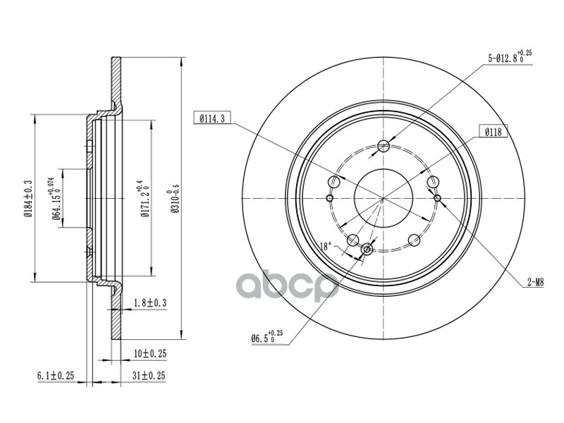 Диск тормозной (Сзади) Honda CR-V 16-20 Sat арт. ST-42510-TLA-A00