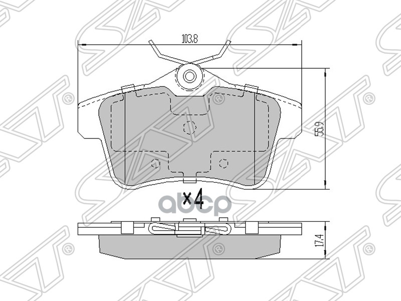 Колодки Тормозные (Сзади) Citroen C4 10-16 / Peugeot 308 07-11 Sat арт. ST-425444